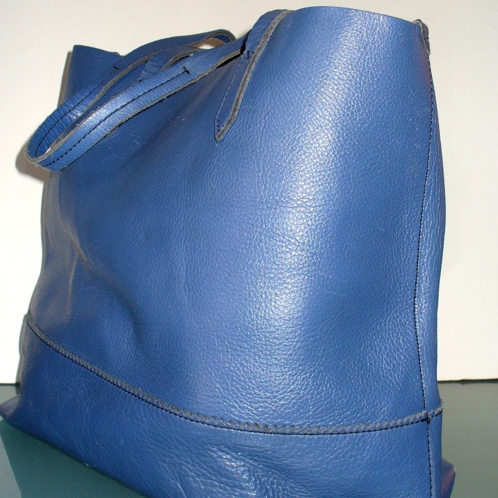 J. Crew Cornflower Blue Leather Tote Bag